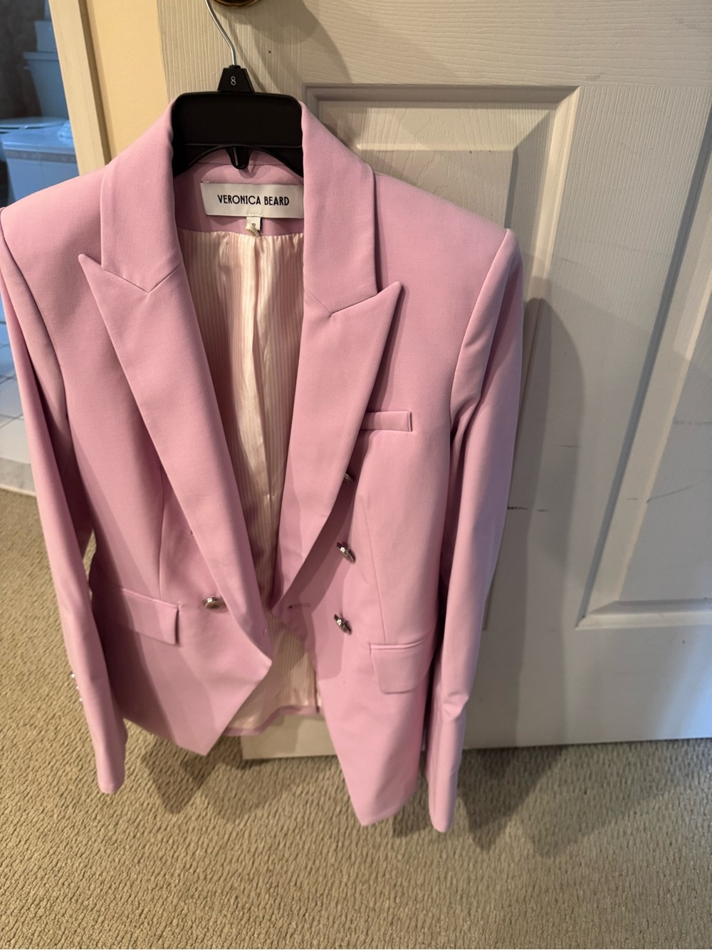 Veronica Beard Pink Double-Breasted Tailored Blazer miller Dickey jacket